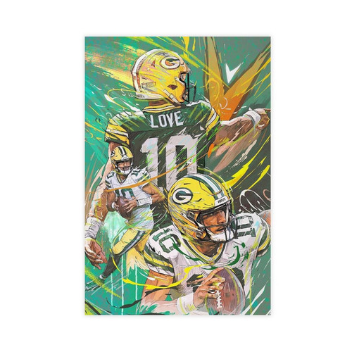 EKoKim Jordan Love American Football Sports Poster Canvas Poster Wall Art Decor Print Picture Paintings for Living Room Bedroom Decoration Unframe: Unframe:12x18inch(30x45cm)
