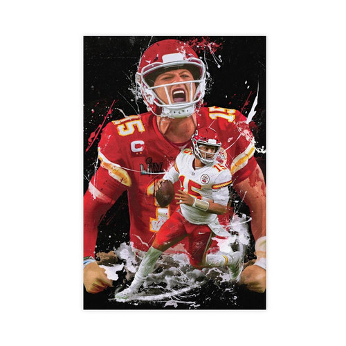 EKoKim Patrick Mahomes American Football Sports Poster 1 Canvas Poster Wall Art Decor Print Picture Paintings for Living Room Bedroom Decoration Unframe: Unframe:12x18inch(30x45cm)