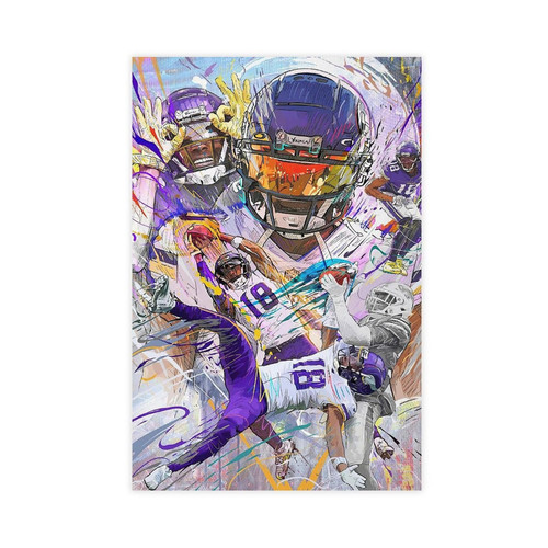 EKoKim Justin Jefferson American Football Sports Poster Canvas Poster Wall Art Decor Print Picture Paintings for Living Room Bedroom Decoration Unframe: Unframe:12x18inch(30x45cm)