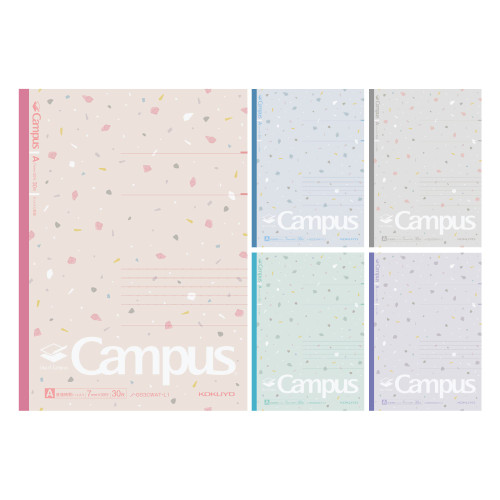 KOKUYO Smart Campus Notebook, Dot A 7mm Ruled, Semi-B5, 30 Sheets, 30 Lines, Pack of 5, 5 Shear Stone Colors for Spring 2023 Limited Edition, Japan Import (NO-GS3CWAT-L1X5)