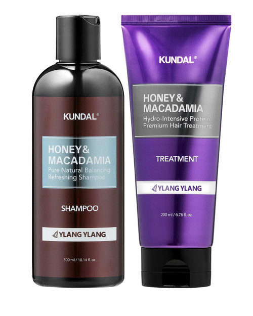 KUNDAL Natural Hair Shampoo and Conditioner Set [Ylang Ylang Scent]- Ultimate Damage Hair Repair Strengthen, Nourish dry, with Honey, Argan Oil, Macadamia Oil, Free Sulfate 300ml/200ml