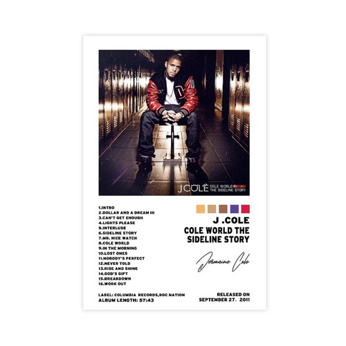J Cole Limited Poster-Cole World The Sideline Story Album Poster Canvas Poster Bedroom Decor Sports Landscape Office Room Decor Gift Unframe-style Unframe-style12x18inch(30x45cm)