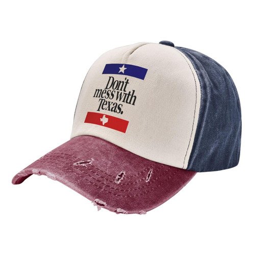 Dont Mess with Texas Cowboy Hat Vintage Washed Baseball Cap Women Sun Hat Men Hat Dad Hat Trucker hat Navy and Red