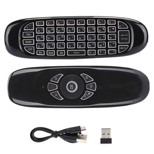 C120 USB 2.4G Motion Sensing Air Fly Remote Mouse Keyboard with Colorful Backlight Mini Wireless Keyboard & Remote Control