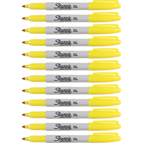 SHARPIE 30035Bx Fine Point Permanent Marker, Yellow, 12/Bx