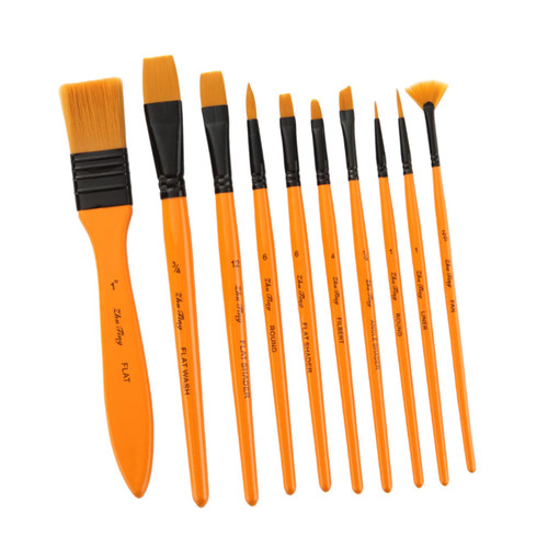 COHEALI 10 Pcs Oil Painting Brushes Detail Painting Brush Kits Watercolor Paint Brush Paintbrushes Nylon Brushes for Painting Round Tip Painting Watercolor Brush Major Wooden