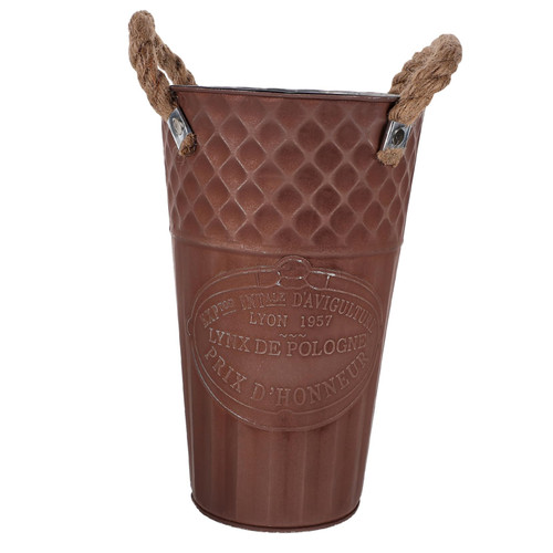 Yardenfun Retro Old Flower Bucket Metal Bucket Planter Metal Bucket with Handle Galvanized Tin Planter Dried Flower Bucket Tin Flower Planter Vase Office Dried Flowerpot Indoor Rope