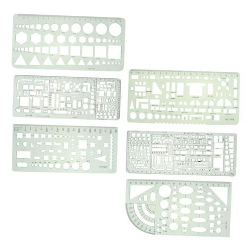 NUOBESTY 6pcs Math Drawing Ruler Geometric Measuring Templates Green Suit Geometric Drawing Ruler Drafting Templates Geometric Drawings Templates Scale Student Neutral Plastic