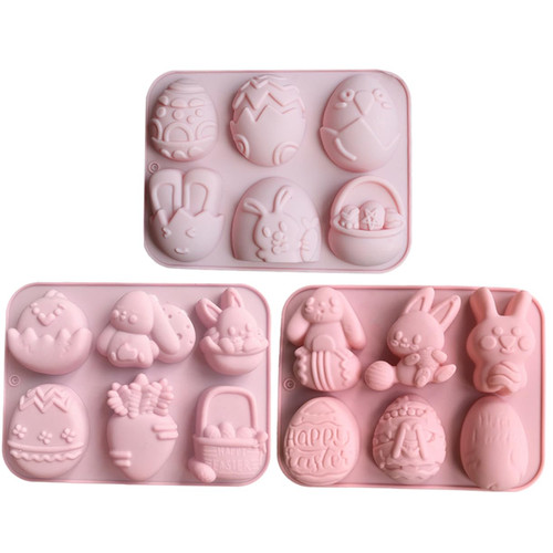 NAMOARLY 3pcs Easter Cake Mold Silicone Bunny Cake Mold Rabbit Fondant Mold Easter Fondant Mold Gum Paste Molds Easter Ice Lollipop Mold Rabbit Chocolate Mold Silica Gel Clay Candy
