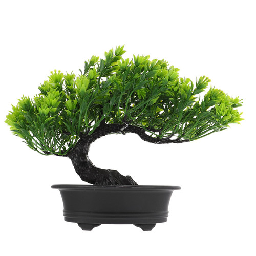 HOMSFOU Simulation Welcome Pine Desk Bookshelf Bonsai Tree Fake Plant Fake Plants Juniper Tree Bonsai Artificial Mini Bookshelf Imitation Bonsai Pine Tree Man Indoor Plastic Zen Garden