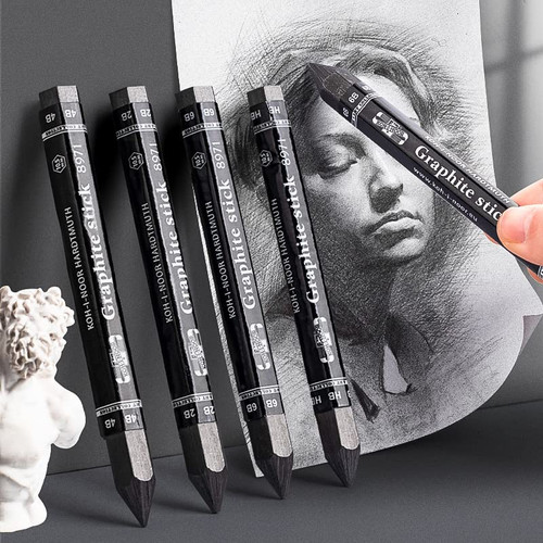 NICEYST 4Pcs Graphite Stick Set HB 2B 4B 6B Woodless Hexagonal Pencil Graphite Crayon for Student Artist Sketching Drawing Shading Art Supplies