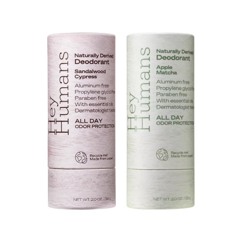 Hey Humans Naturally Derived Deodorant Apple Matcha + Sandalwood Cypress, 2 Oz (Variety Pack)