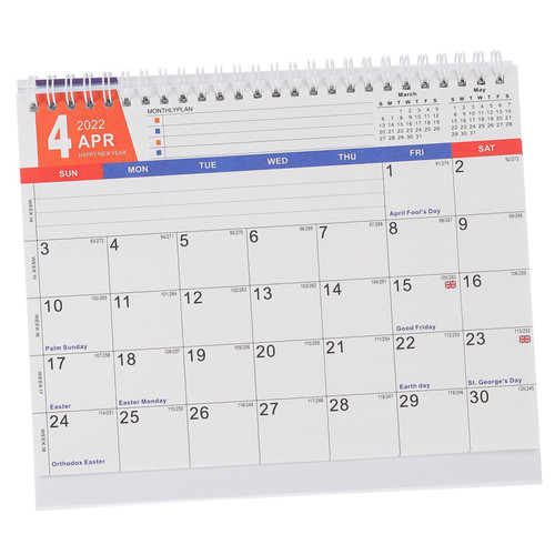 NUOBESTY 1pc 2022 Desk Calendar Paper Coil Calendar 2022 Daily Calendar 2022 Monthly Calendar Year of The Calendar 2022 Desk Small Easel Indoor Use 2022 Calendar Retro Card Fold Office
