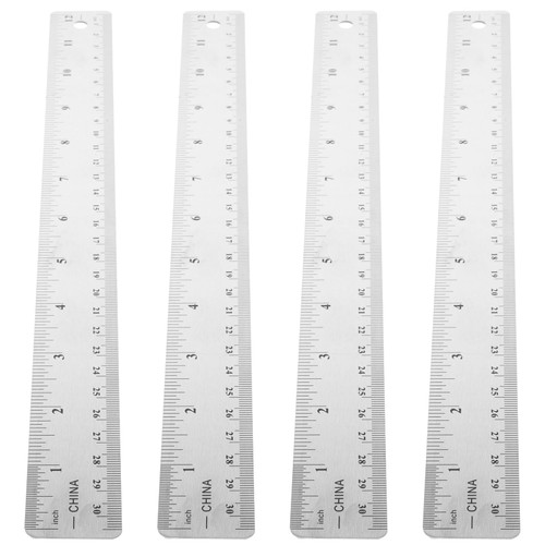 Angoily 4pcs Cork Stainless Steel Ruler Office Ruler Student Ruler Meter Stick Cork Backing Ruler Inch Ruler Office Gift Cartoon Scale Rulers Child Wooden Measuring Ruler Metric System