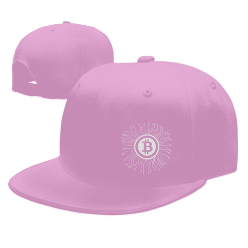 fwoeqiz Bitcoin Logo Bitcoin Sign Hats for Men Women Flat Bill Brim Dad Hats Adjustable Pink Fashion Baseball Cap