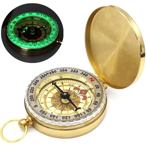 Cosych Hiking Camping Survival Compass, Camping Hunting Luminous Compass for Hiking, Camping, Backpacking, Outdoor Activities,Brass,One Size