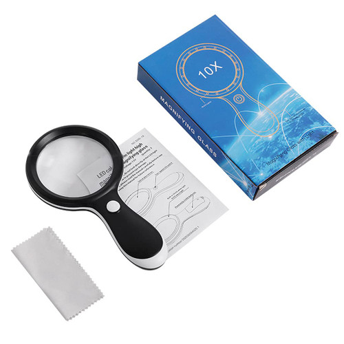 jklymm Magnifying Glasses, 10X Handheld Reading Magnifier with Led Lights Professional Magnifying Glass for Senior Reading Soldering Inspection