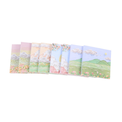 TEHAUX 8pcs Oil Painting Sticky Notes Pads Self Stick Note Tabs Self Adhesive Memo Stickers Page Markers Sticky Memo Notepad Office Note Message Notes 3D Paper Banner