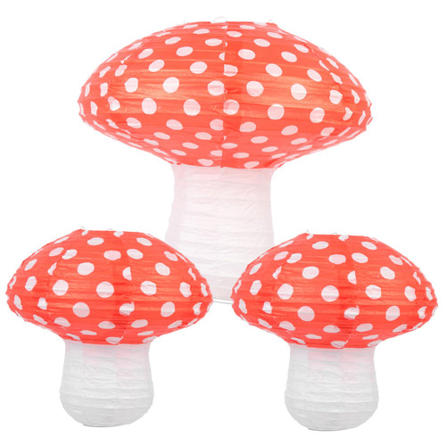 Veemoon 3pcs Mushroom Paper Lantern 3D Mushroom Lantern Woodland Paper Lanterns Forest Jungle Lantern Wedding Decor Fairy Lantern Wedding Backdrop Decor Child Hanging Paper Iron Origami