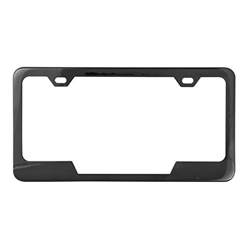 Grand General 60407 Black Semi-Gloss Powder Coated License Plate Frame with 2 Holes and Bottom Center Cut