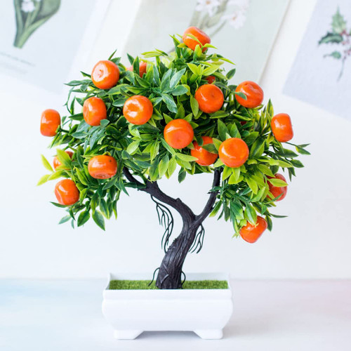 GANAZONO Simulation Orange Tree Bonsai Fake Strawberry Potted Desktop Decor Artificial Potted Fruit Tree Decorative Fake Plant for Office Home Decoration Photograph Props Orange
