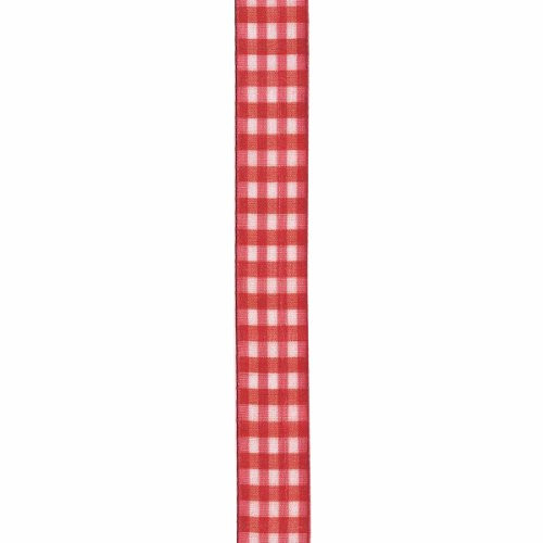 Offray Taffeta Gingham Check Craft Ribbon, 5/8-Inch x 9-Feet, Red