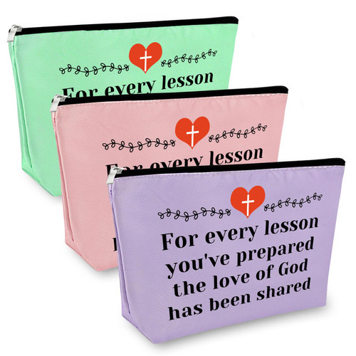 Sunday School Teacher Appreciation Gift Makeup Bag Verse Gift Christian Gift for Teacher Cosmetic Bag Religious Gift for Women Bible Birthday Graduation Gift for Her Christmas Gift 3Pcs Travel Bag Sunday School Teacher Appreciation Gift Makeup Bag Verse Gift Christian Gift for Teacher Cosmetic Bag Religious Gift for Women Bible Birthday Graduation Gift for Her Christmas Gift 3Pcs Travel Bag
