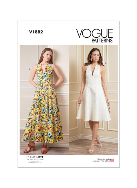 Vogue Misses' Fit Dress Sewing Pattern Kit, Design Code V1882, Sizes 8-10-12-14-16