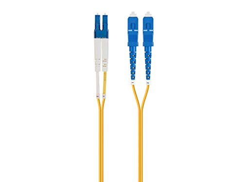 Monoprice Fiber Optic Cable - 20 Meter, LC/UPC-SC/UPC, G657A1, Single Mode, Duplex, 2mm, PVC