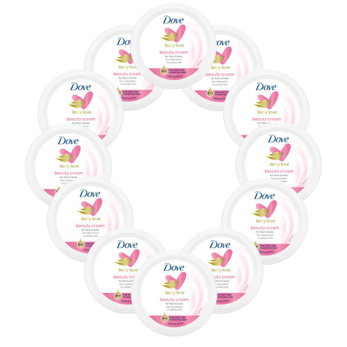 Dove Nourishing Body Care, Face, Hand, and Body Beauty Cream for Normal to Dry Skin Lotion for Women with 24-Hour Moisturization, 12-Pack, 2.53 Oz Each Jar Dove Nourishing Body Care, Face, Hand, and Body Beauty Cream for Normal to Dry Skin Lotion for Women with 24-Hour Moisturization, 12-Pack, 2.53 Oz Each Jar