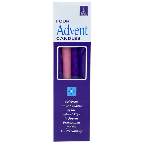 FA Dumont Tapered Advent Candle Set - 3 Purple, 1 Pink