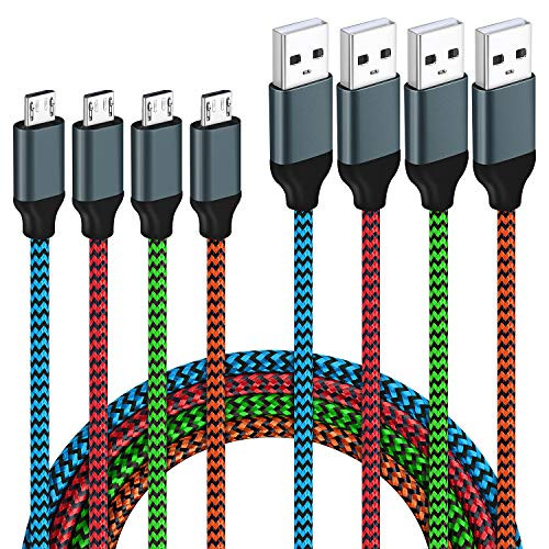Micro USB Cable, [4Pack, 6FT] Micro USB to USB Aupek high Speed Charging Cable Nylon Braided Cable for Android Compatible Samsung Galaxy S7 Edge S6, Kindle, HTC, Nexus, LG, PS4 and Micro-B Devices