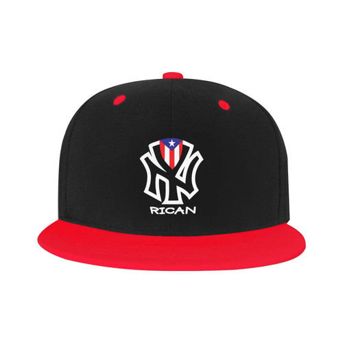 Adjustable Snapback Hat for Men Women, New York Puerto Rico Flag Unisex Hip Hop Baseball Cap Trucker Dad Hats Red