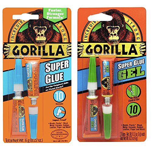 Gorilla Super Glue Gel, Two 3 Gram Tubes, Clear, (Combo) Gorilla Super Glue Gel, Two 3 Gram Tubes, Clear, (Combo)