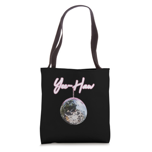 Pink Cowgirl Disco Ball Cowboy Yee-Haw Tote Bag