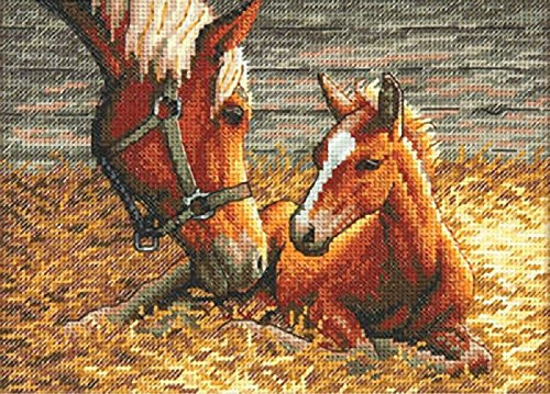 Dimensions Gold Collection Counted Cross Stitch Kit, Good Morning Horses, 18 Count Ivory Aida, 7'' x 5''