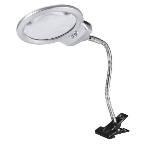 Eye Magnifying Glass with Light, Large Lens Table Top Desk Lamp Lighted Magnifier Magnifying Glass with LED Light Clamp for Repair, Crafts, Reading, Sewing