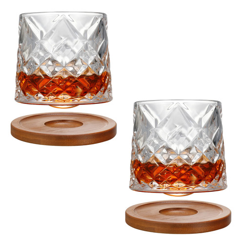 Crystal Whiskey glasses set of 2,Rotatable -10 Oz old fashioned whiskey glasses,bar whiskey glasses,style glassware for bourbon,perfect Idea for scotch lovers,glasses for scotch, rum,Diamond Crystal Whiskey glasses set of 2,Rotatable -10 Oz old fashioned whiskey glasses,bar whiskey glasses,style glassware for bourbon,perfect Idea for scotch lovers,glasses for scotch, rum,Diamond