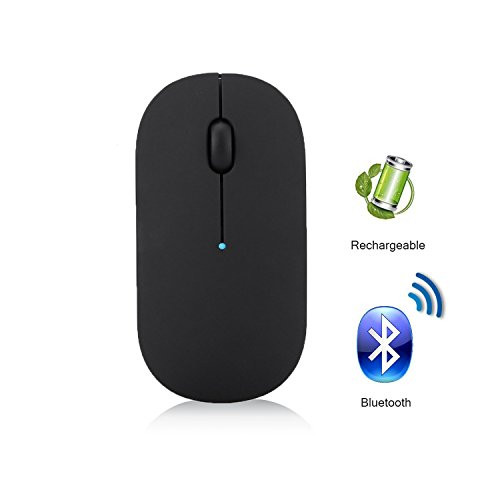 Bluetooth Mouse, Attoe Ultra Thin Portable Noiseless Wireless Mouse Built-in 400 mA Battery Gaming Bluetooth Mouse for PC Laptop Tablet Notebook (Black)