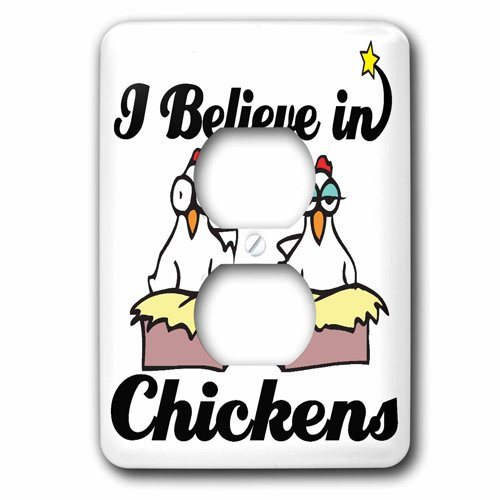 3dRose lsp_105019_6 I Believe in Chickens 2 Plug Outlet Cover 3dRose lsp_105019_6 I Believe in Chickens 2 Plug Outlet Cover