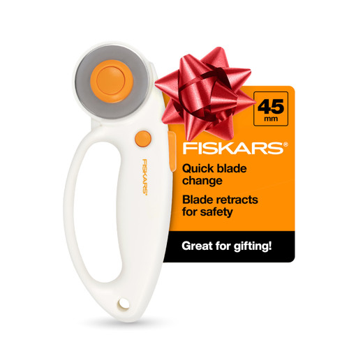 Fiskars 45mm Quick Change Rotary Cutter for Fabric - Steel Rotary Cutter Blade - Craft Supplies Stocking Stuffers - Crafts, Sewing, and Quilting Projects - White