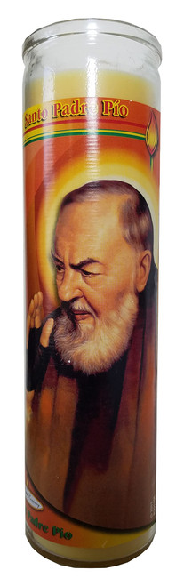 Staci19 Santo Padre Pio (Saint Padre Pio) Yellow Pillar Devotional Candle
