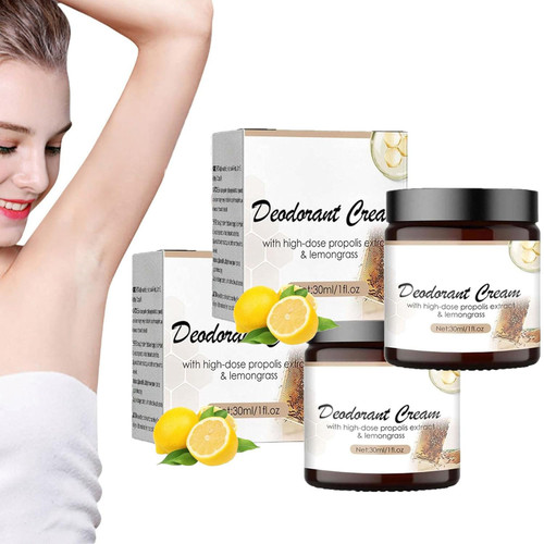 Propolis Lemongrass Deodorant Cream, Propolis Deodorant Cream Lemongrass, Whole Body Deodorant, 30ml Odorsmite Underarm Care Odor Cream (2 PCS)