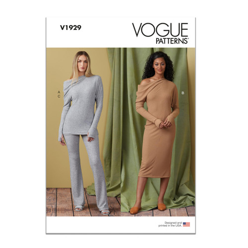 Vogue Misses' Knit Top, Dress and Pants Sewing Pattern Kit, Design Code V1929, Sizes 8-10-12-14-16