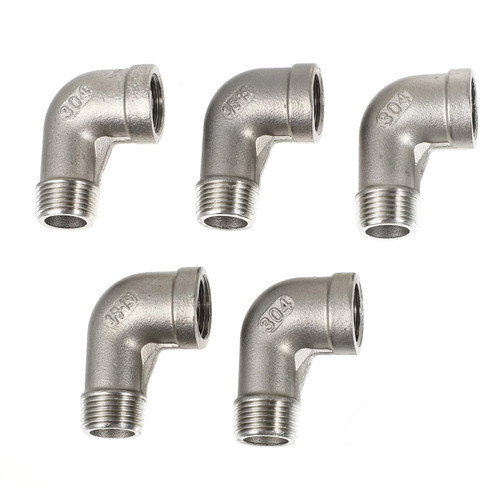 VILLCASE 90 Degree Garden Hose Elbow Connector, Elbow Joint Outdoor Hose Garden Hose Fittings Hose Adapter Extender for RV Water Hookups Residential Outdoor Faucets Silver 5pcs