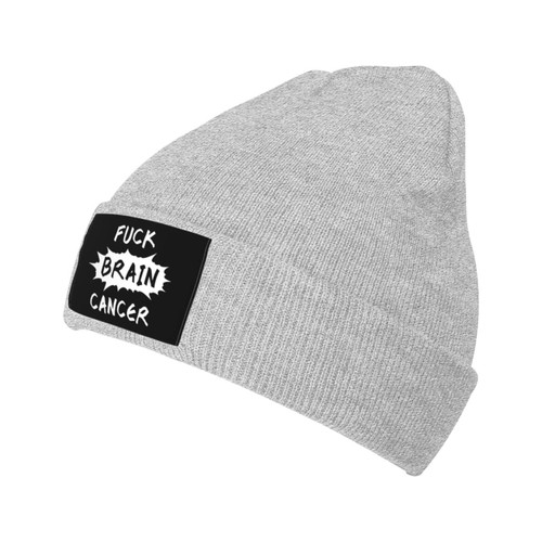 wikjxiz Fuck Brain Cancer Winter Hat Warm Funny Knitted Slouchy Beanie Gray Skull Cap for Men Women Ski