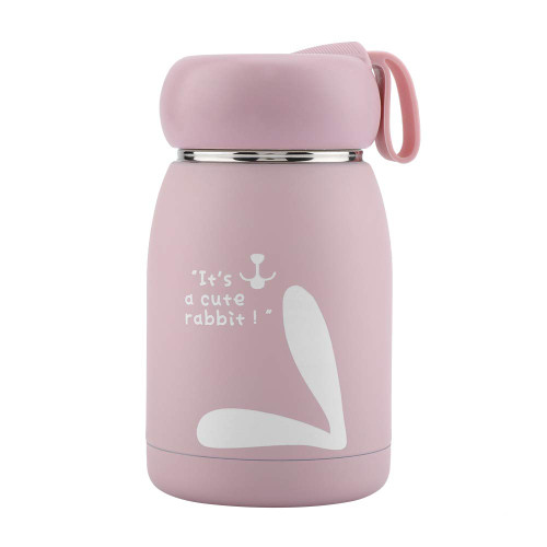 Kids Vacuum Insulated Mug, Vacuum Cup Insulated Coffee Bottle 320ml Vacuum Mug Cute Thermos Stainless Steel Cute Rabbit Pattern Vacuum Cup Mug Thermos Cup (Pink)