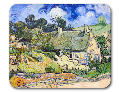Vincent Van Gogh Impressionist Art Mouse Pads (Cottages at Cordeville)