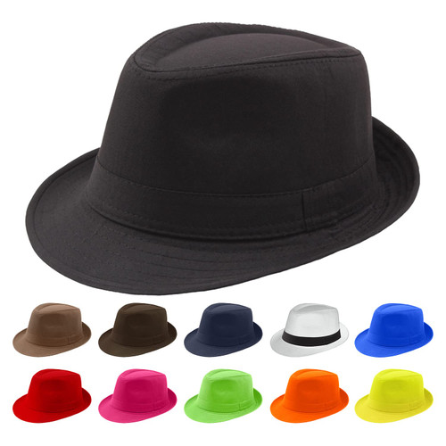 WFashionshop Unisex Classic Fedora Hat for Men Women Role Play Hats Detective Gangster Mobster (Black), One Size