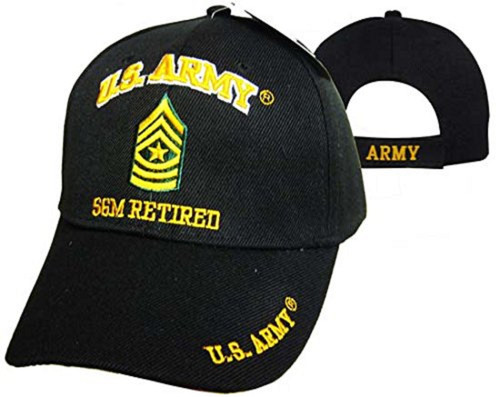 MWS SGM Retired U.S Army 100% Acrylic Licensed Black Embroidered Cap Hat